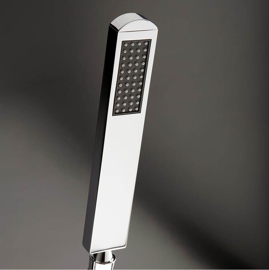 Lacava - Hand-held rounded rectangle shower head with 59'' flexible hose, rain jet - Polished Chrome