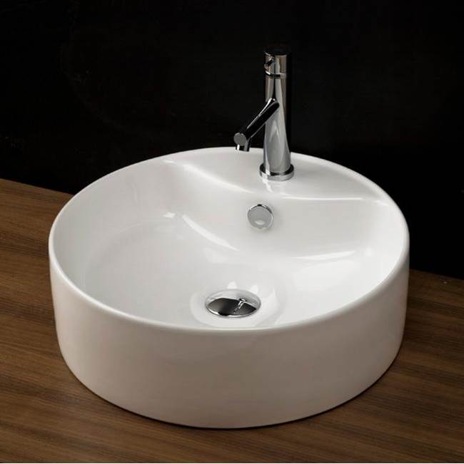 Lacava - Vessel porcelain Bathroom Sink with one faucet hole and an overflow, 18 1/4''DIAM, 5 3/4''H - White