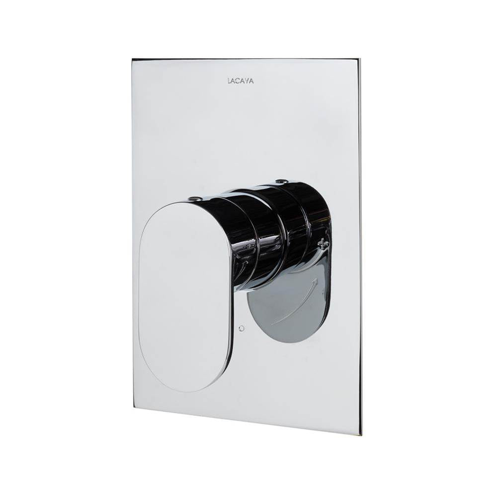 Lacava - Flou trim - Built-in progressive pressure balancing mixer with a lever handle and squared backplate. Water flow rate: 5.6 gpm at 43.5 psi. W: 5'', H: 7-1/4'' Rough-in No. VPBP sold seaparately - Brushed Nickel
