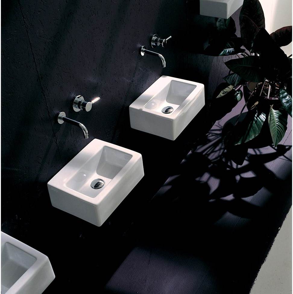 Lacava - Wall-mount or above-counter porcelain Bathroom Sink with an overflow, unfinished back. - White