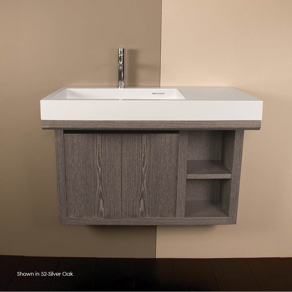 Lacava - Wall-mounted under-counter vanity with two sliding doors, two open cubbies on the right, and accent light. W: 32'', D: 18'', H: 22'' - Ash Gray
