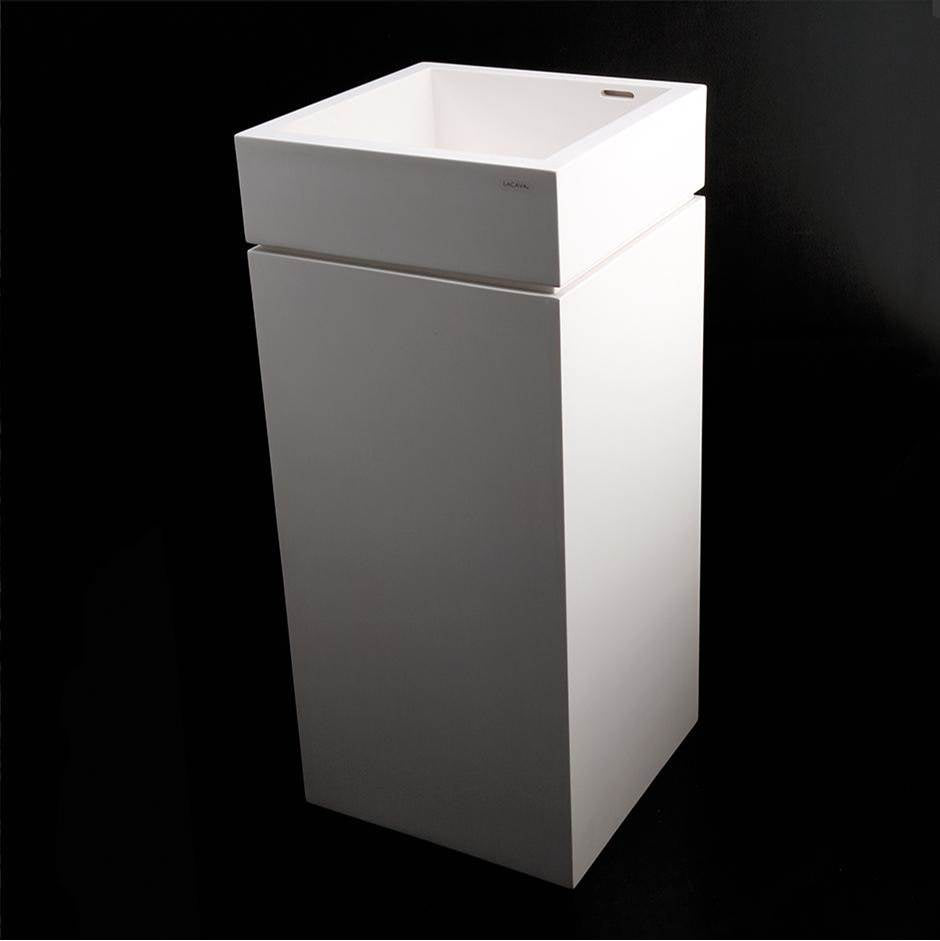 Lacava - Vessel Bathroom Sink made of solid surface, with an overflow and decorative drain cover, finished back. - Matte White