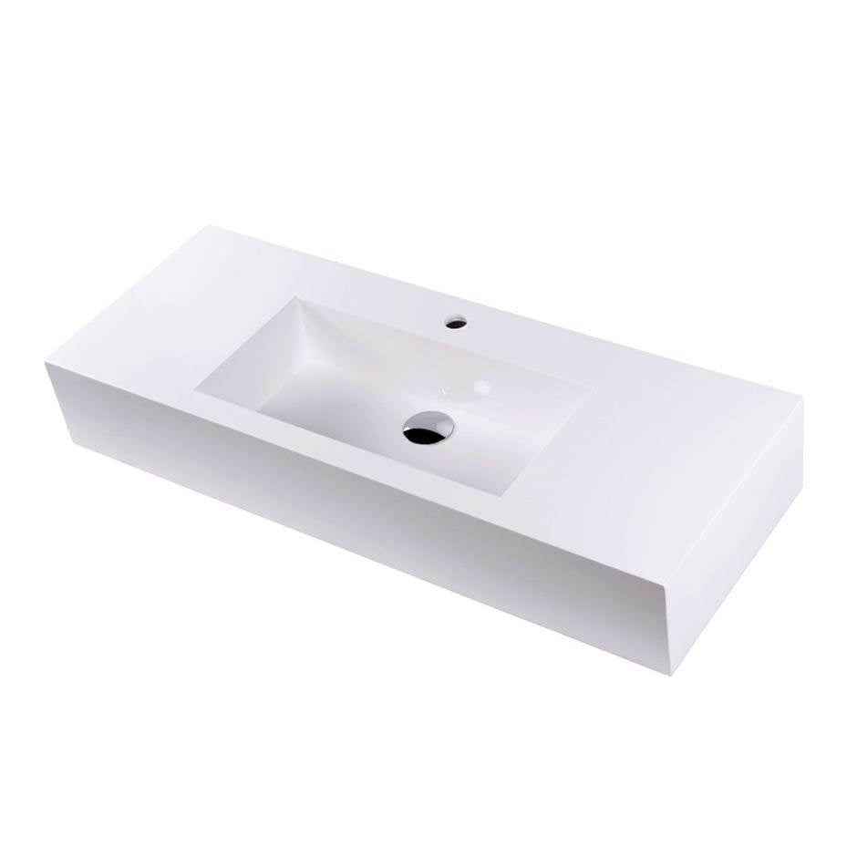 Lacava - Vanity top Bathroom Sink made of solid surface, with an overflow, 40''W, 15''D, 6''H. - Matte White