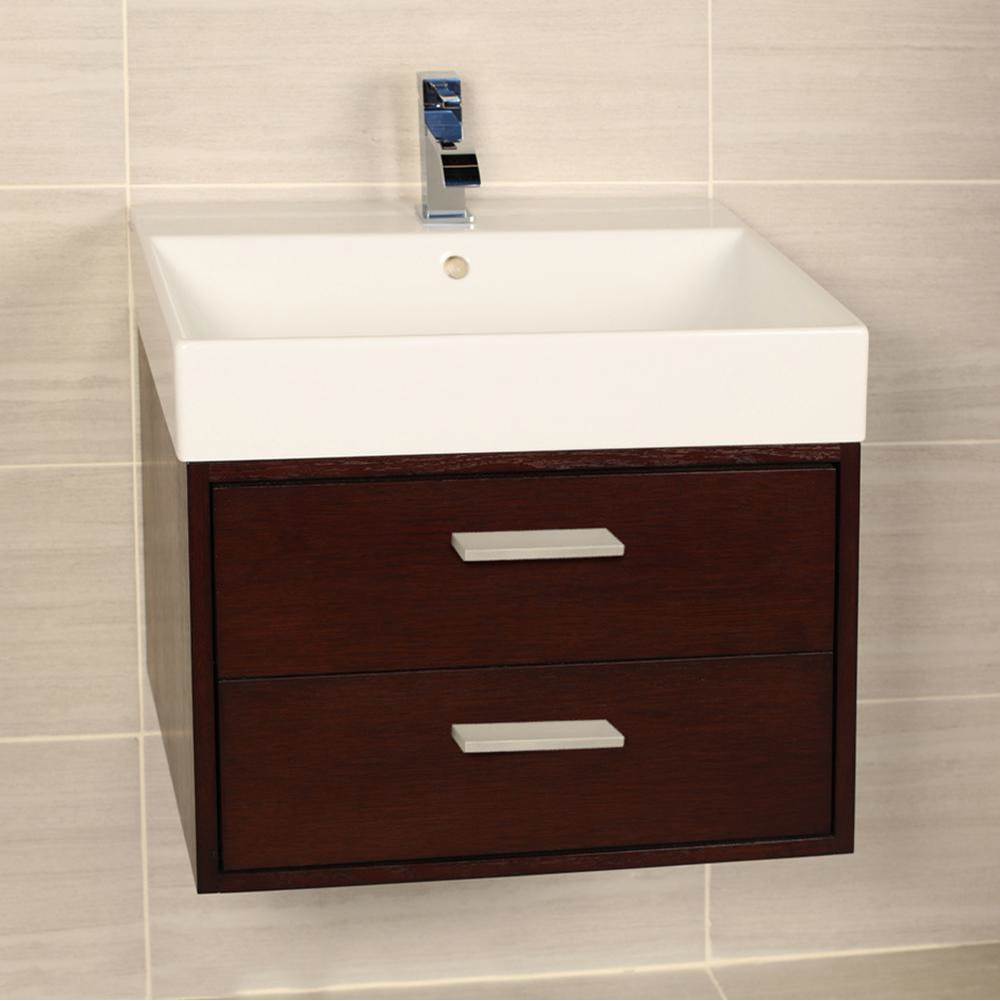 Lacava - Wall-mount under-counter vanity with two push-open drawers adorned with metal inserts and equipped with drawer organizers. - Gloss Ardesia