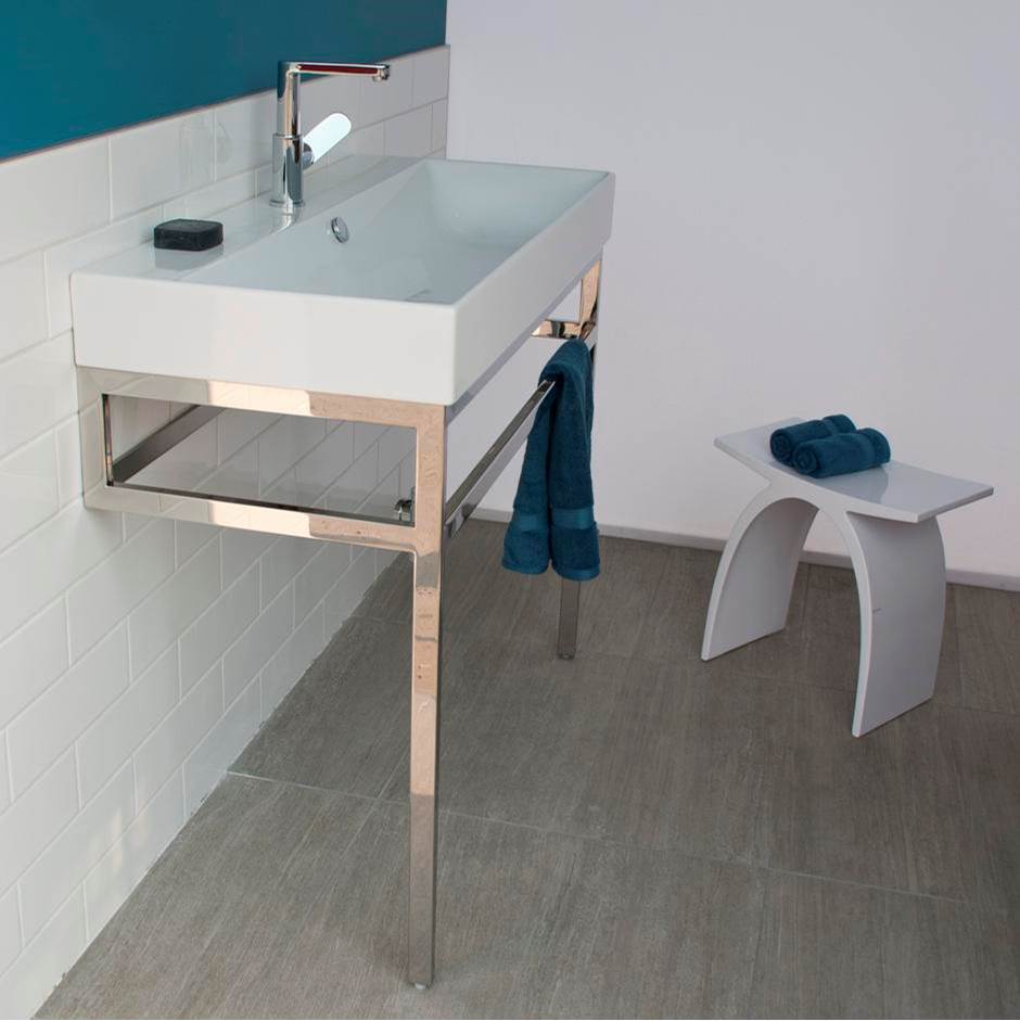Lacava - Floor-standing metal console stand with a towel bar (Bathroom Sink 5233, 5460 sold separately), made of stainless steel or brass. - Matte White