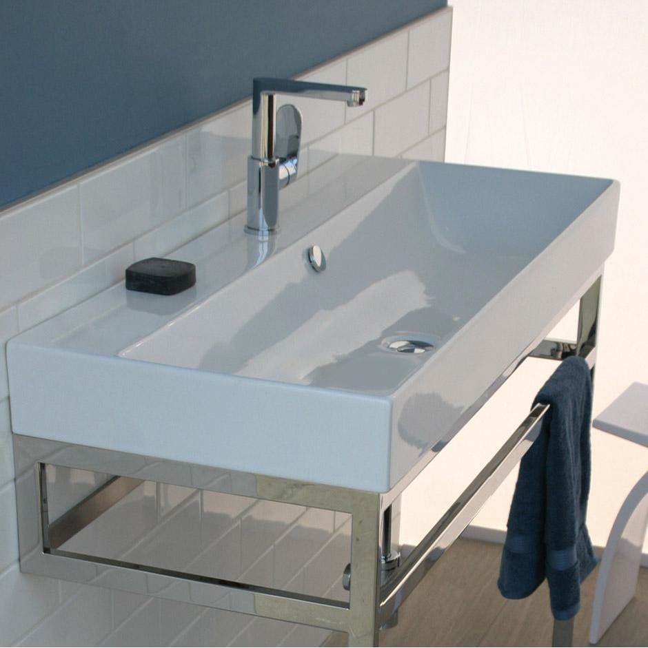 Lacava - Wall-mount, vanity top or self-rimming porcelain wide-bowl Bathroom Sink with an overflow. - White