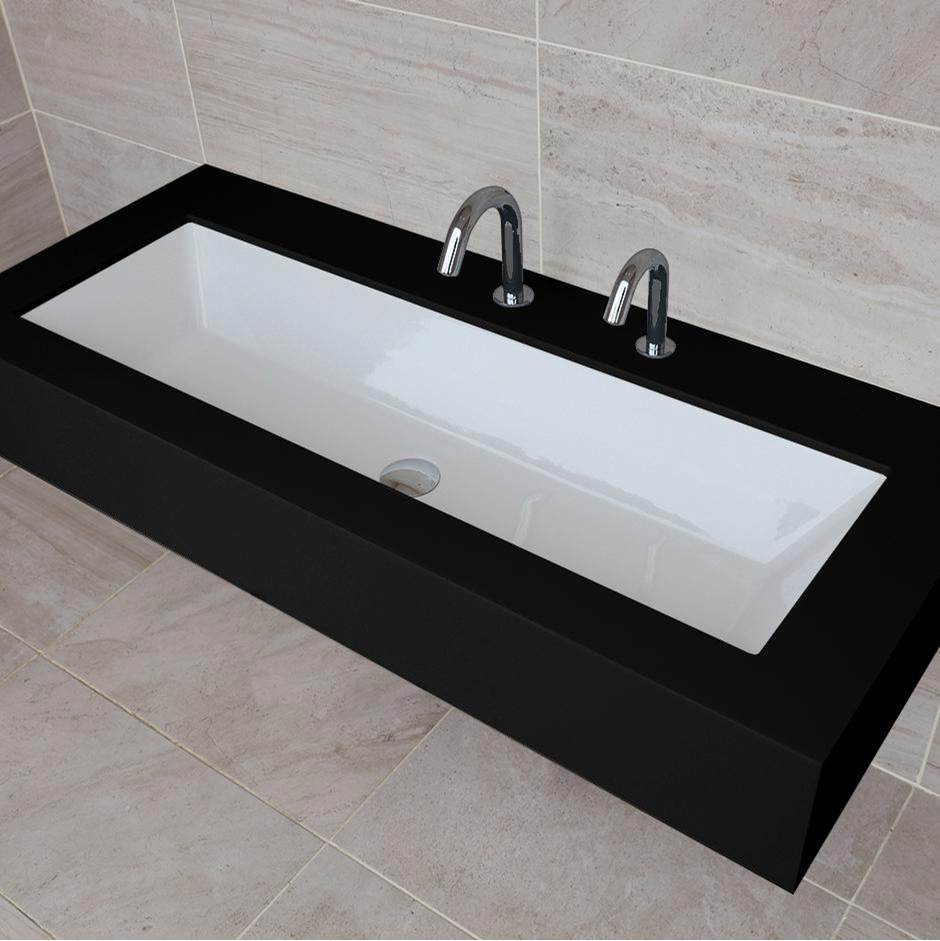 Lacava - Under-counter or self-rimming porcelain Bathroom Sink with an overflow. W: 35 1/2'', D: 13 3/8'', H: 6 3/4''. - White