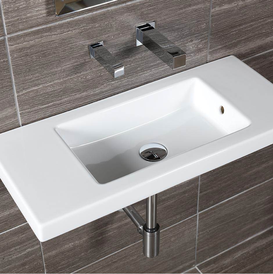 Lacava - Wall-mount, vanity top or self-rimming porcelain Bathroom Sink with an overflow. No faucet holes. W:31 5/8'', D: 13 7/8'', H: 5 3/4''. - White