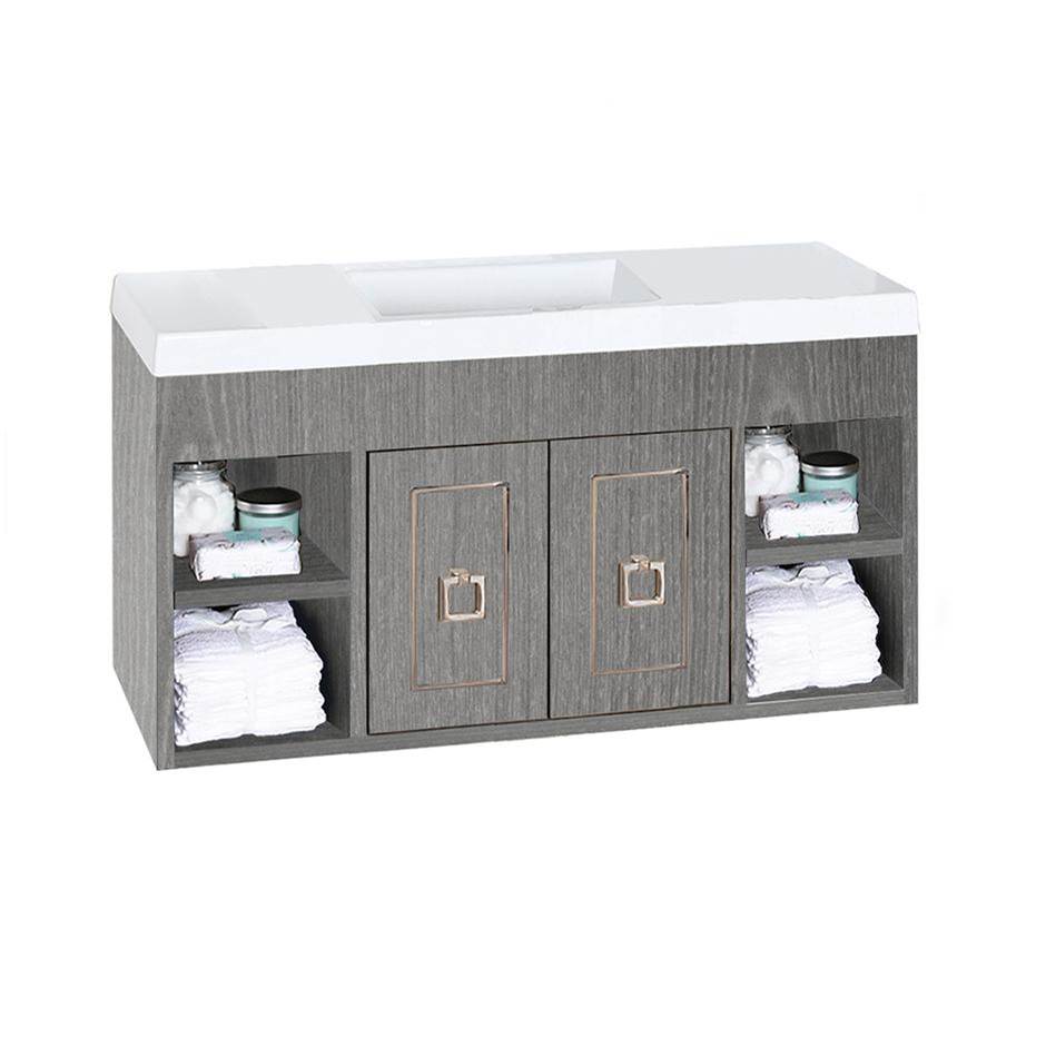 Lacava - Wall-mount under-counter vanity with open cubby on both sides with an adjustable shelf - Gloss Ardesia