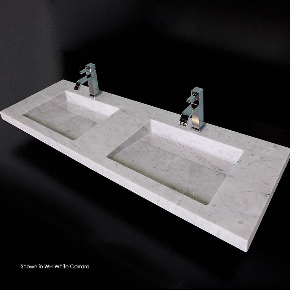 Lacava - Wall-mount or vanity top stone double-bowl Bathroom Sink with preinstalled concealed drains - Bianco