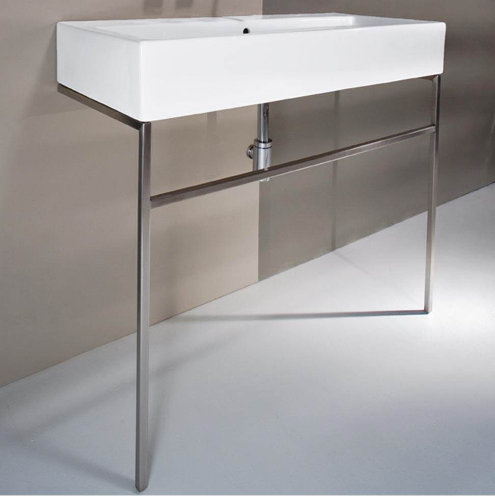 Lacava - Floor-standing metal console stand with a towel bar. It must be attached to a wall.W: 39 3/8'' D: 18 1/2'' H: 29'' - Brushed Stainless Steel