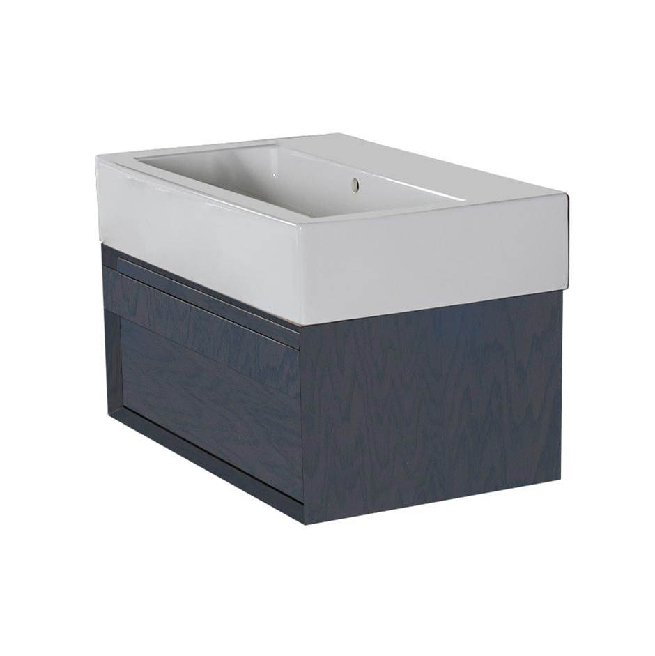 Lacava - Wall-mount under-counter vanity with finger pulls on one drawer, the drawer has U-shaped notch for plumbing. W: 28 1/4'', D: 18 1/4'', H: 12''. - Gloss Ardesia