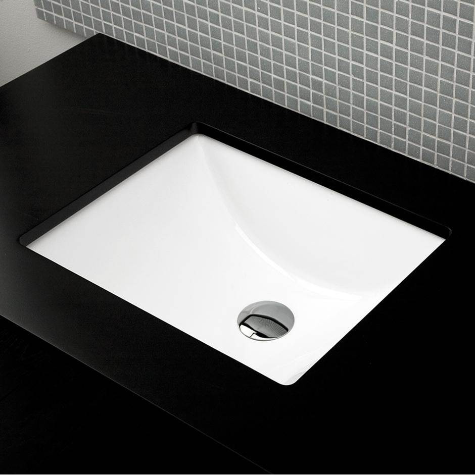 Lacava - Under-counter porcelain Bathroom Sink with an overflow. Unglazed exterior. 19''W, 15''D, 8''H. - Matte Black
