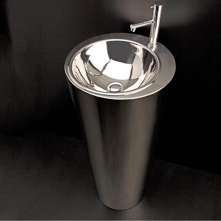 Lacava - Free-standing stainless steel column pedestal Bathroom Sink without an overflow. - Polished Stainless Steel