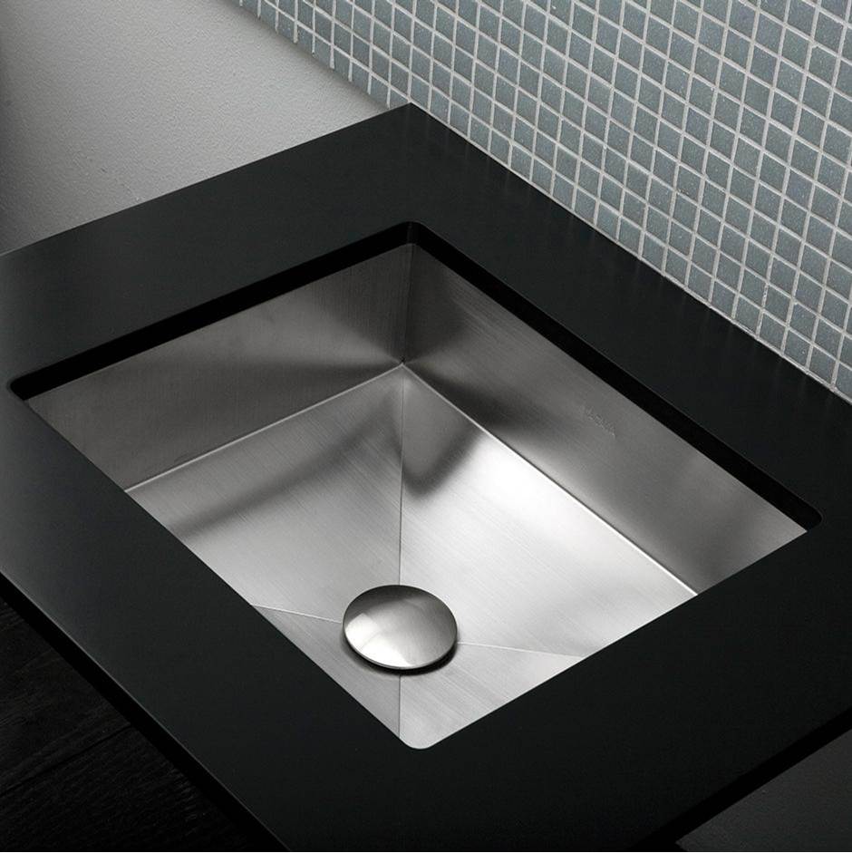 Lacava - Under-counter or self-rimming Bathroom Sink without an overflow. 16 gauge stainless steel. W: 17''D: 14 5/8'' H: 4 3/4'' - Brushed Stainless Steel