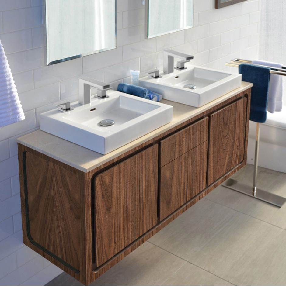 Lacava - Wall-mount under-counter double vanity with 2 drawers and 2 doors Two-tone finishes are premium class and need to be specified in detail. W: 55', D: 17 5/8'', H: 22''. - Matte Olive Green