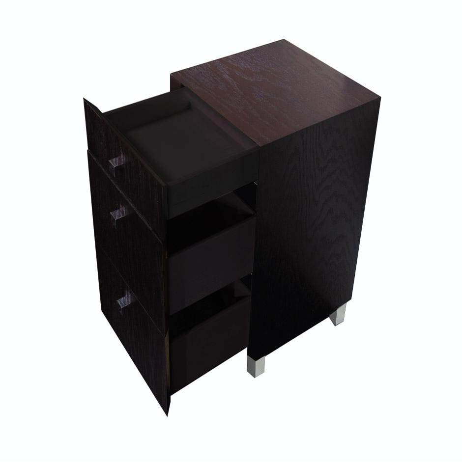 Lacava - Free-standing cabinet with three drawers, polished chrome pulls and polished stainless steel legs included, 13 3/8''W, 13 3/8''D, 27 1/2''H. - Zest