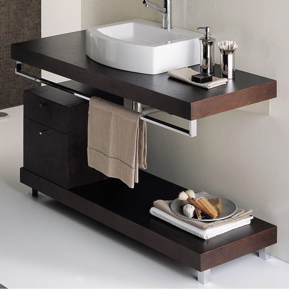 Lacava - Wall-mount wooden countertop with polished stainless steel brackets. Cut-outs provided upon request. 36''W, 19 3/4''D, 2 1/4''H. - Rustic