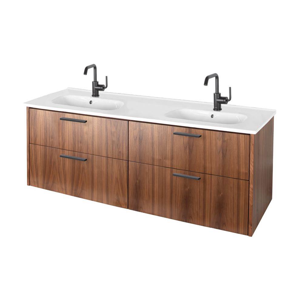 Lacava - Wall-mount under-counter double vanity with 4 drawers, sinks 8071 or 8071S sold separately. W: 55 3/4'', D: 17 5/8'', H: 20'' - Gloss Olive Green