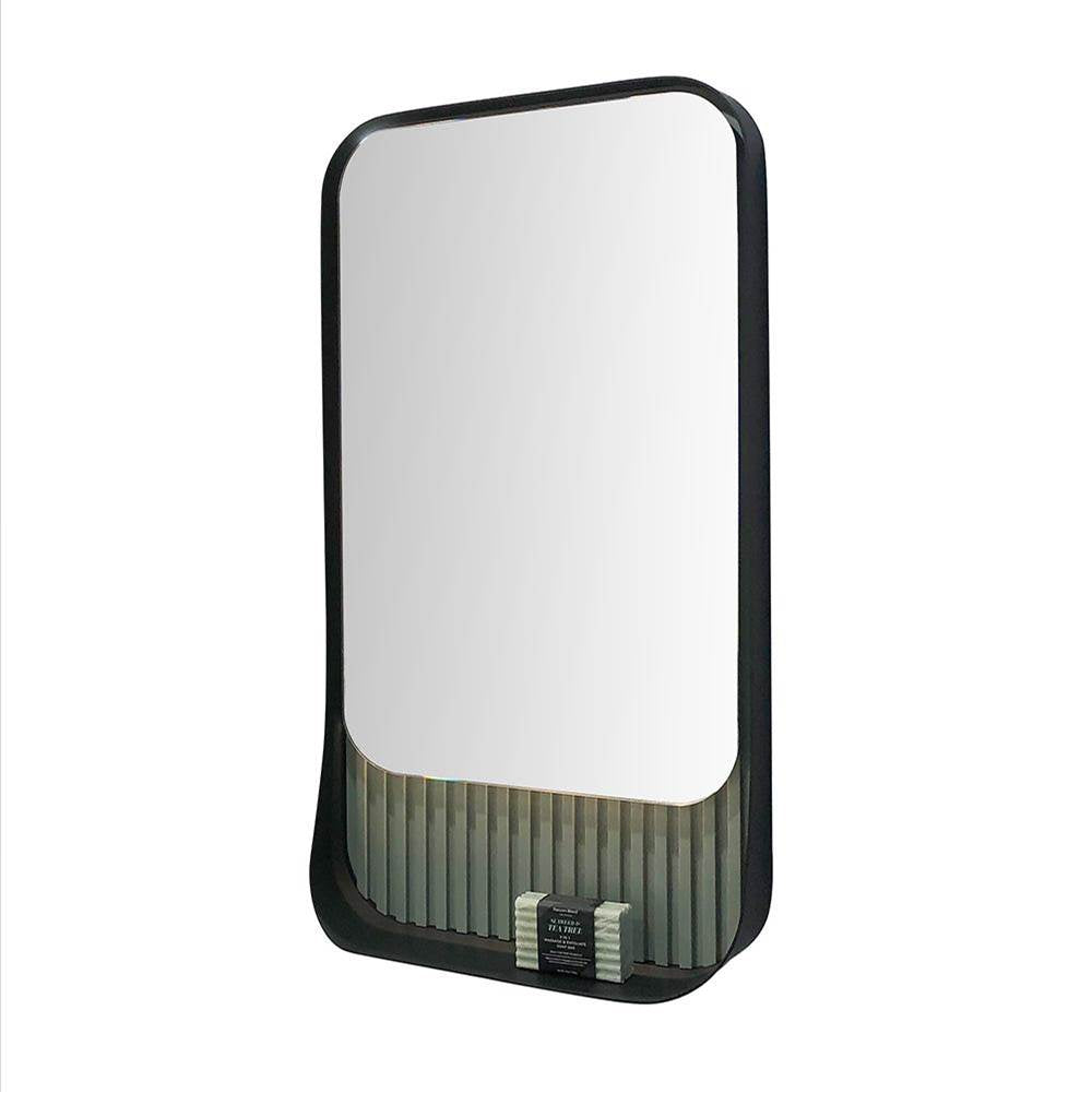 Lacava - Wall hung mirror with metal frame surround/shelf and fluted detailing - Matte Taupe