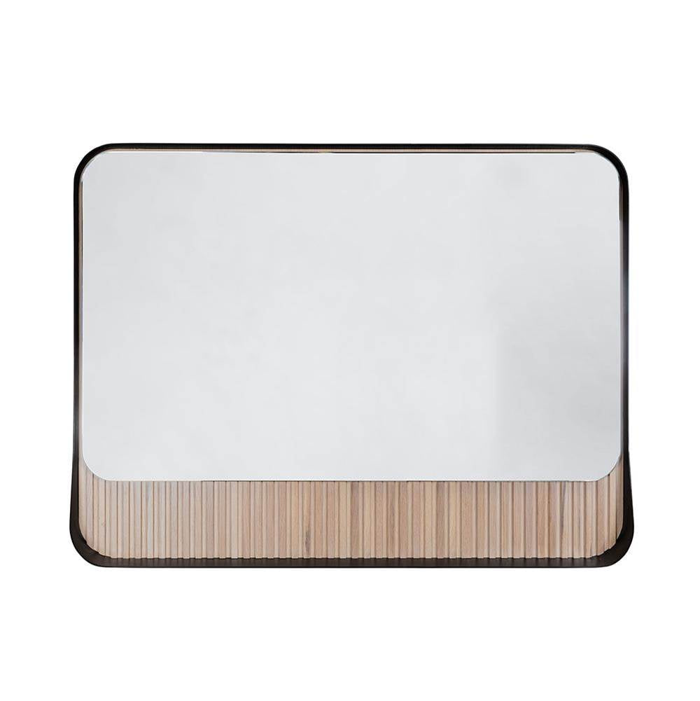 Lacava - Wall hung mirror with metal frame surround/shelf and fluted detailing - Matte Taupe