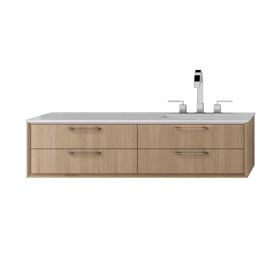 Lacava - Solid Surface countertop with a cut-out for under-mount sink 5452UN for wall-mount under-counter vanity with sink on the right - Matte White