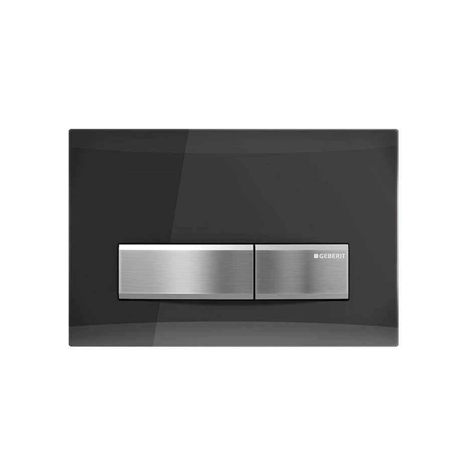 Lacava - Sigma50 dual-flush actuator with smoke satin glass and brushed stainless steel buttons. - No Finish