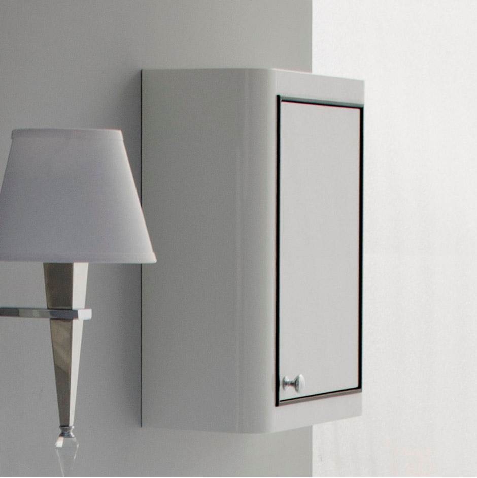 Lacava - Wall-mounted storage cabinet with one door and 2 adjustable shelves, 18''W, 7''D, 22''H. - Gloss Ardesia, Black Trim