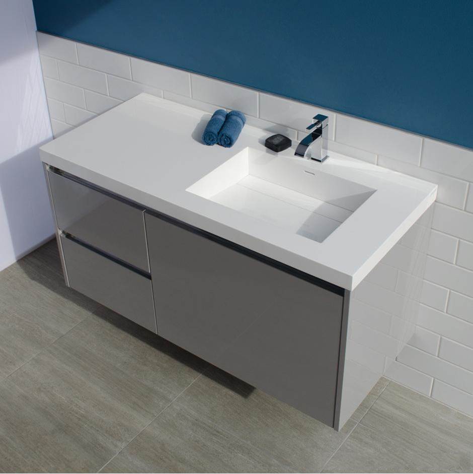 Lacava - Wall-mounted undercounter vanity with a large drawer on right and 2 small drawers on left - Gloss Ardesia