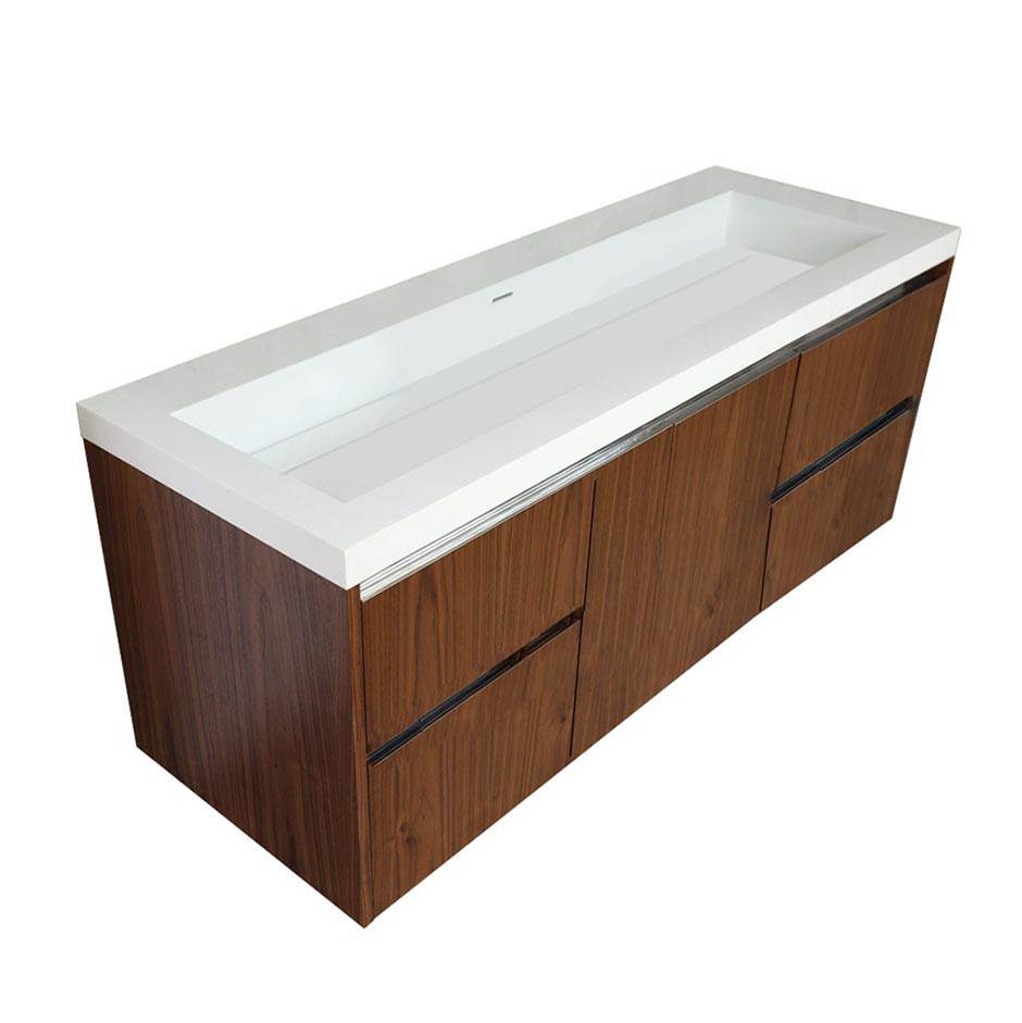Lacava - Wall-mounted undercounter vanity with a large drawer on the center and two small drawers on left and right - Gloss Ardesia