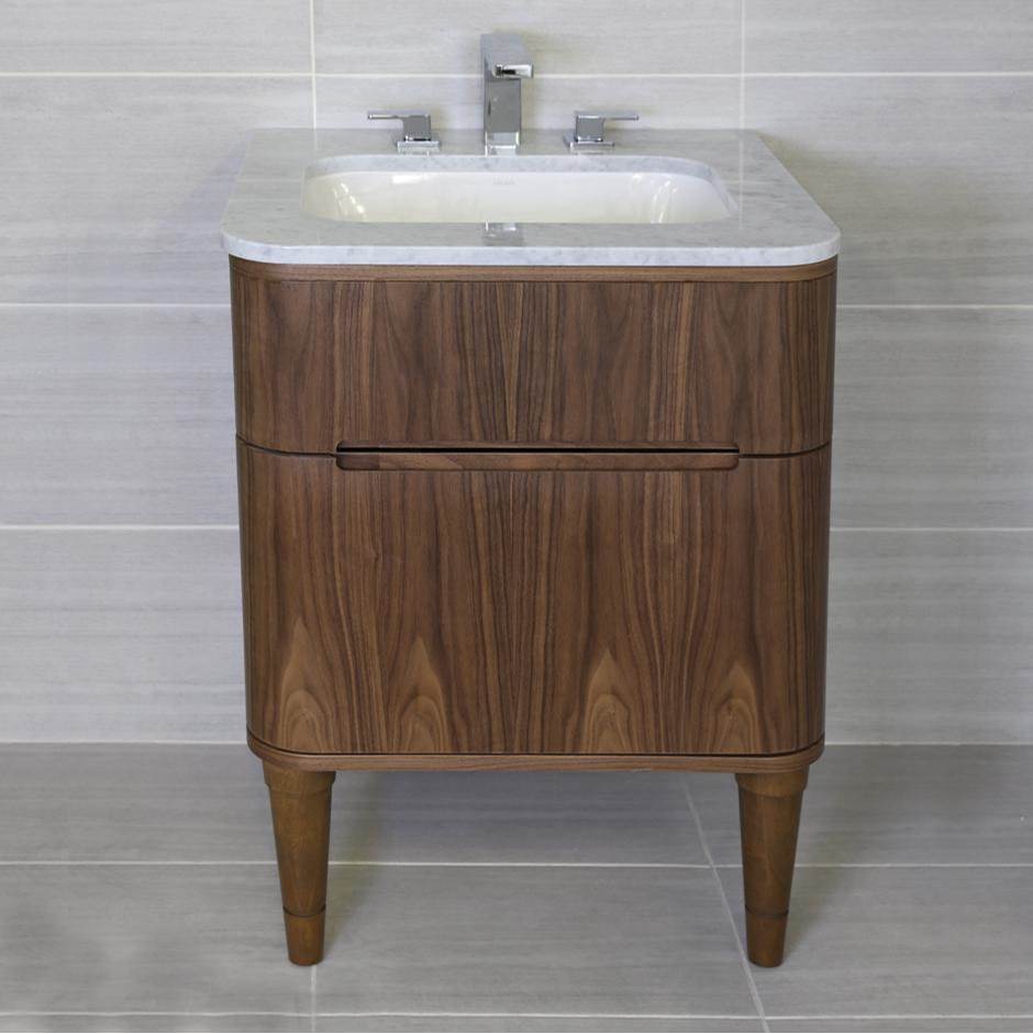 Lacava - Wall-mount under counter vanity with a routed finger pull drawer. - Gloss Ardesia
