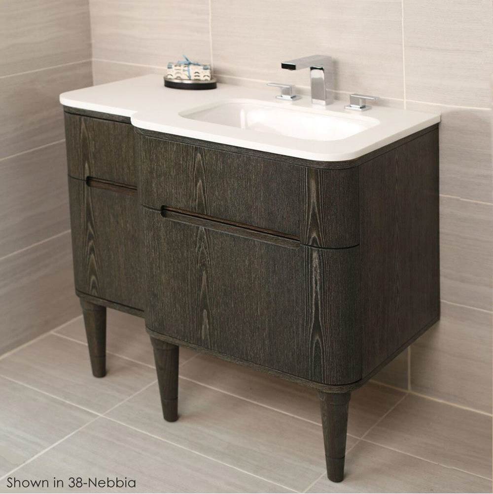 Lacava - Wall-mount under counter vanity with three routed finger pull drawers . - Gloss Ardesia
