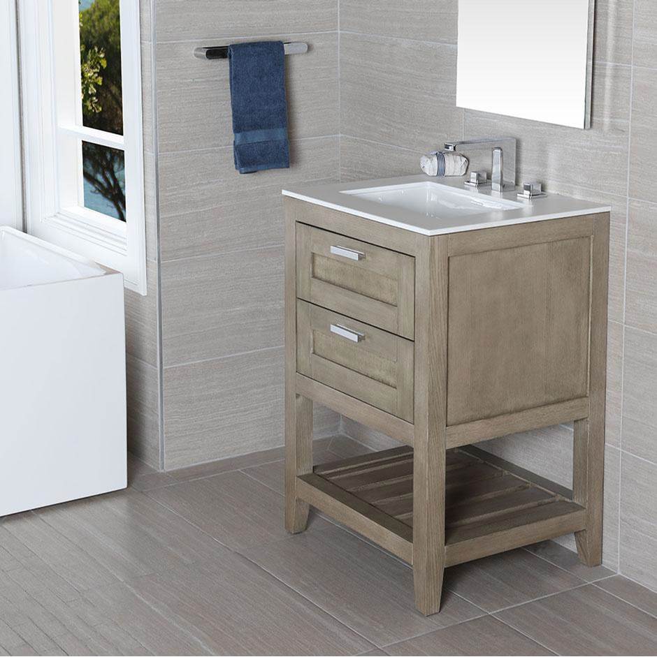 Lacava - Free standing under-counter vanity with two drawers(knobs included) and slotted shelf in wood. - Gloss Ardesia