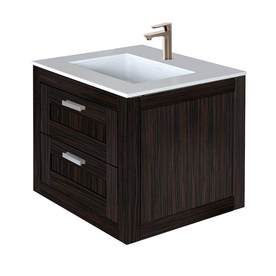 Lacava - Wall-mount under-counter vanity with two drawers (knobs included). - Gloss Ardesia