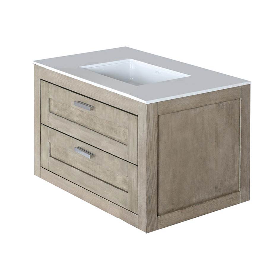 Lacava - Wall-mount under-counter vanity with two drawers (knobs included). - Gloss Ardesia