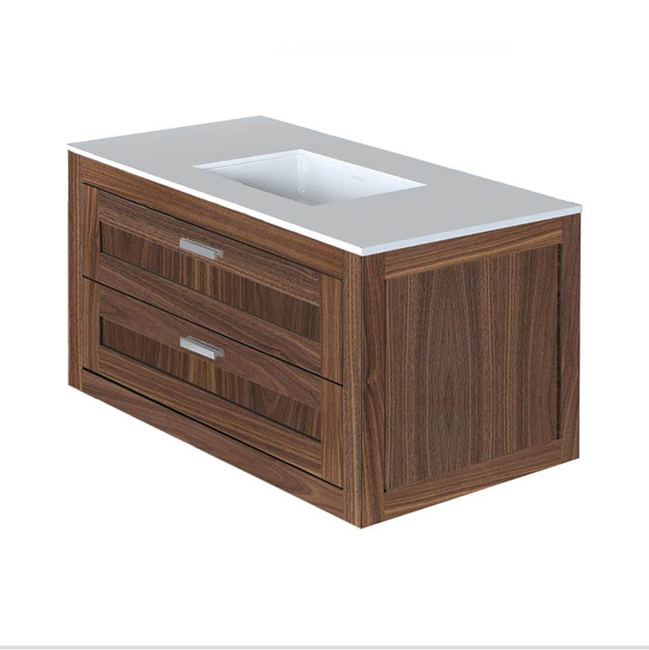 Lacava - Wall-mount under-counter vanity with two drawers (knobs included). - Gloss Ardesia