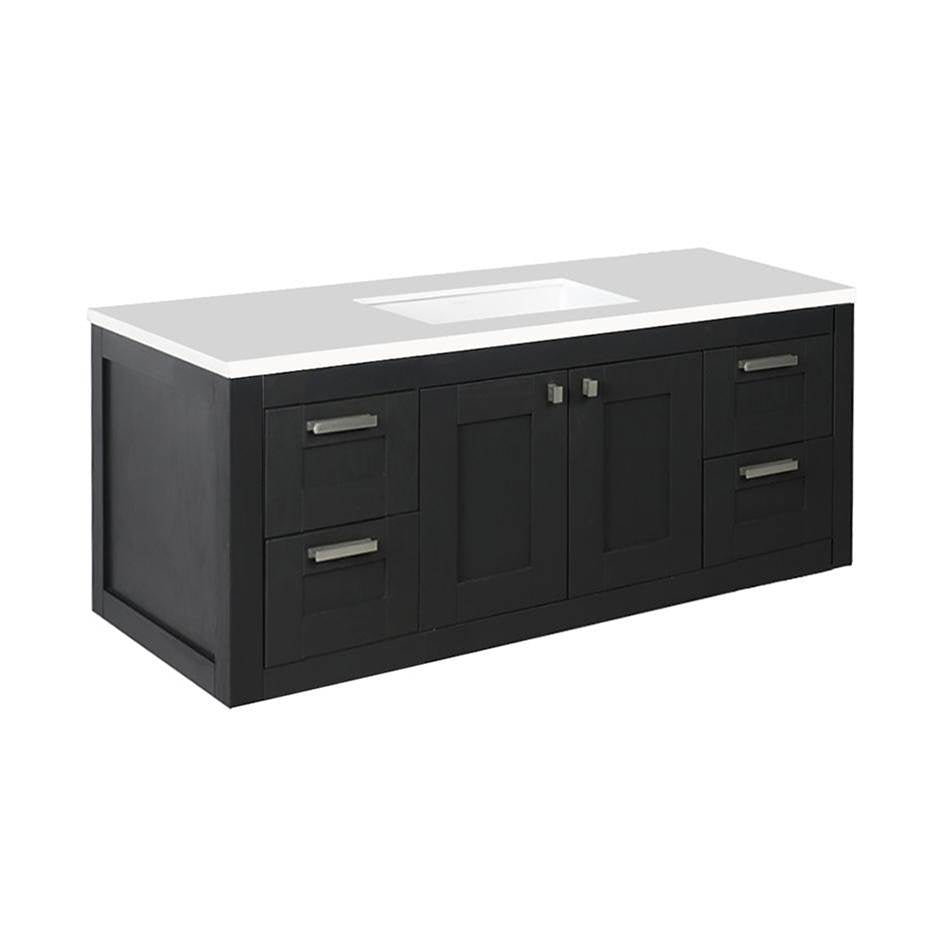 Lacava - Wall-mount under-counter vanity with two doors(knobs included) on center and two drawers(knobs included) on both sides. - Gloss Ardesia