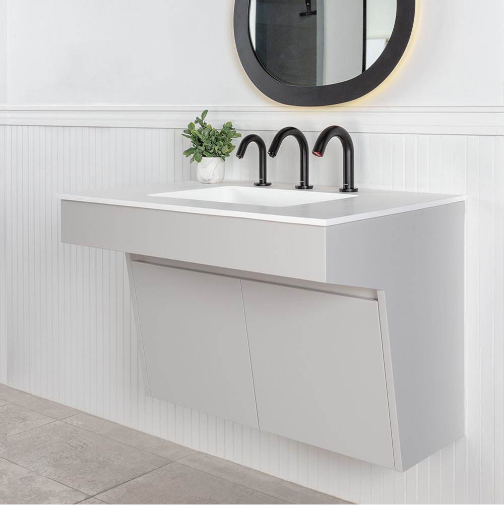 Lacava - Wall-mount vanity with two doors and fingerpull openings; can meet federal ADA requirements when installed correctly. Vanity top sink K36, K36L and K36R sold separately. 35-1/2''W, 21-3/4''D, 23-1/2''H - Gloss Ardesia