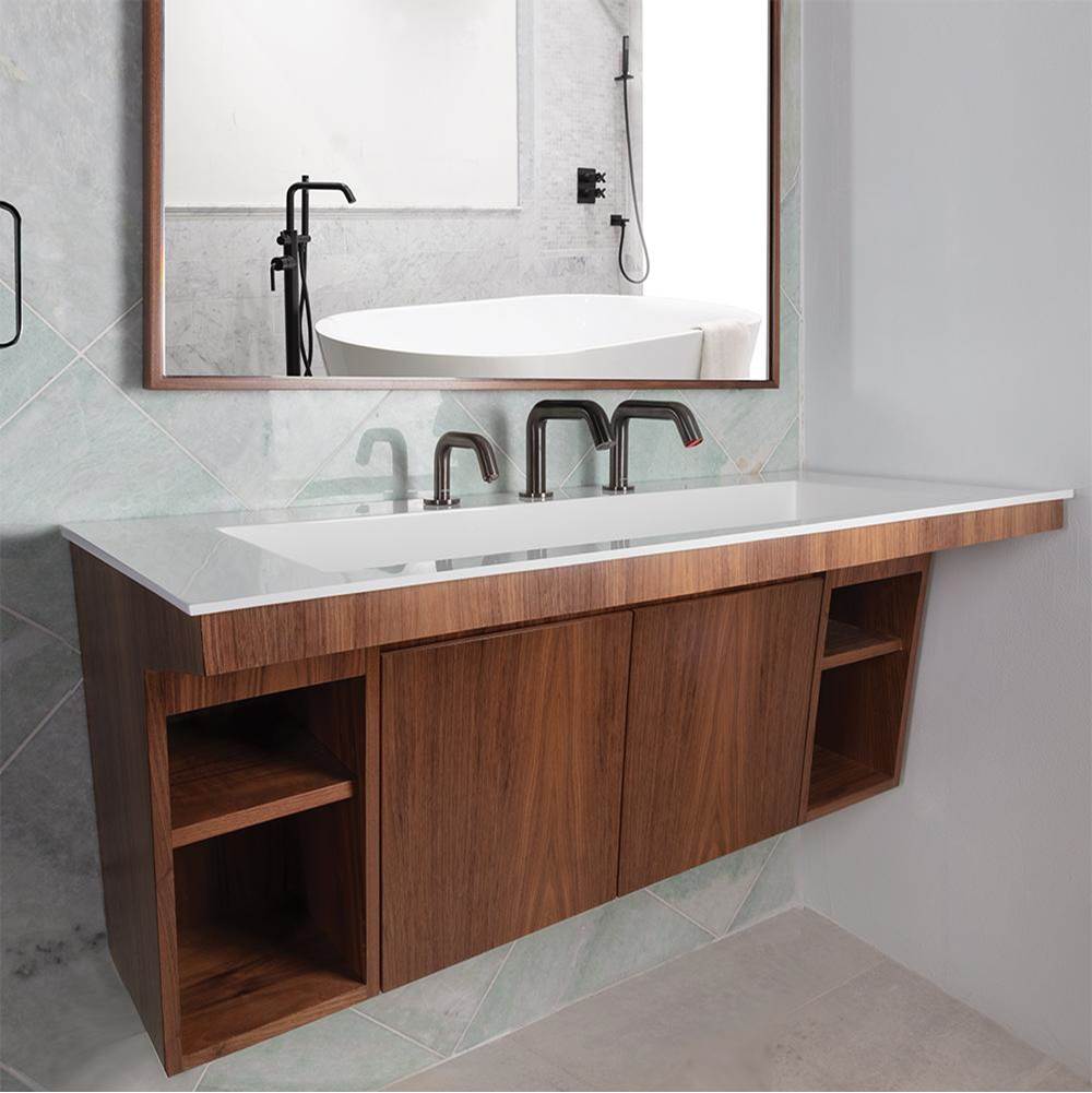 Lacava - Wall-mount vanity with two doors and fingerpull openings; can meet federal ADA requirements when installed correctly. Vanity top sink K48, K48B, K48L and K48R sold separately. 47-1/2''W, 21-3/4''D, 23-1/2''H - Gloss Ardesia