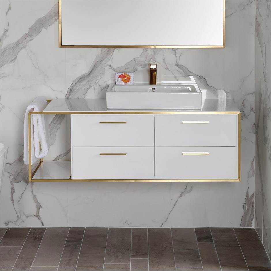Lacava - Metal frame for wall-mount under-counter vanity LIN-VS-48R. Sold together with the cabinet and countertop. W: 48'', D: 21'', H: 16''. - Powder Coated Brass