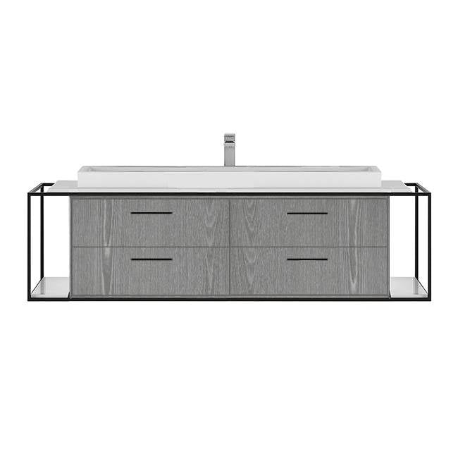 Lacava - Solid surface countertop for wall-mount under-counter vanity LIN-VS-60B. - Matte White