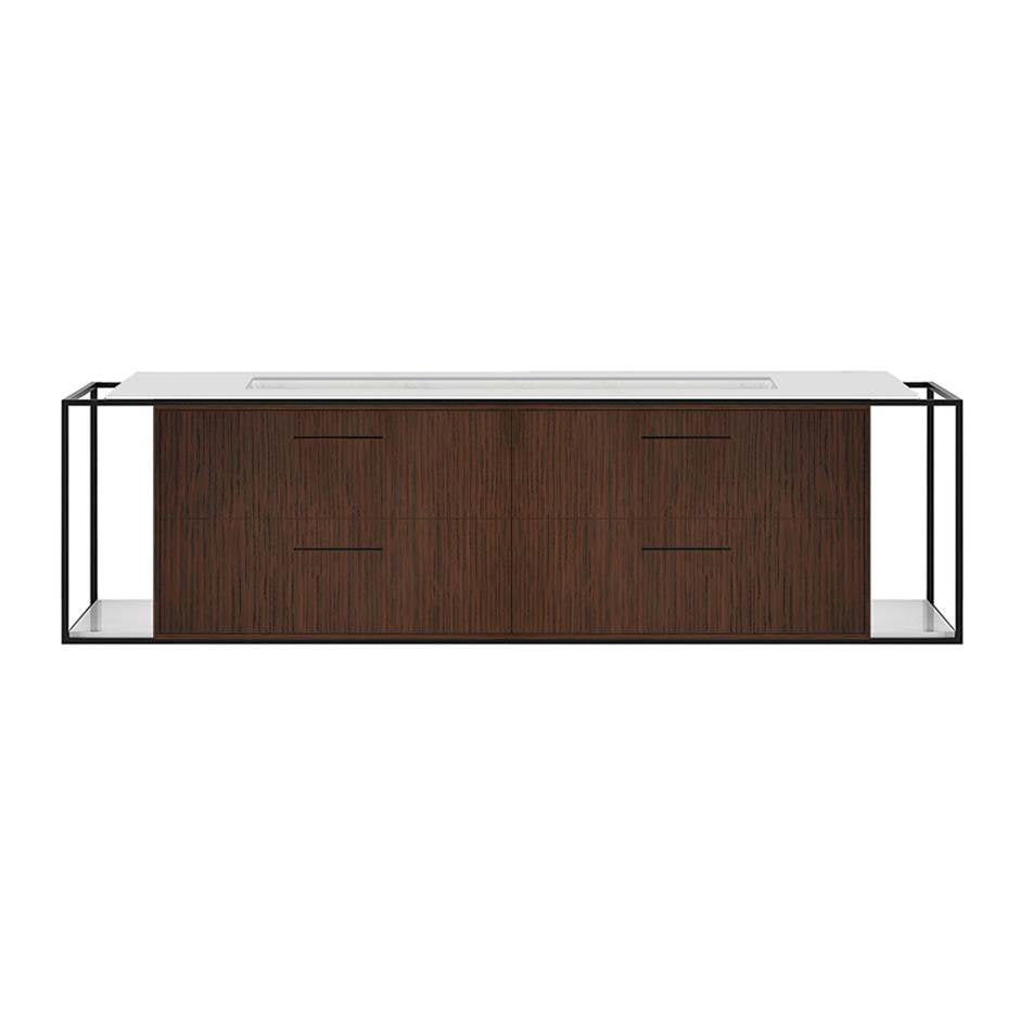 Lacava - Cabinet of wall-mount under-counter vanity LIN-UN-72B with four drawers (pulls included), metal frame, solid surface countertop and shelf. - Gloss Ardesia