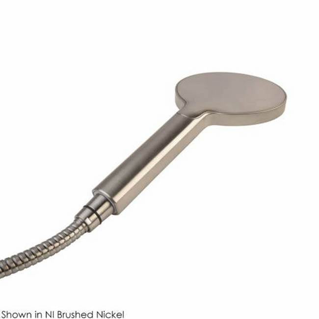 Hand-held round shower head with 59-inch flexible hose and three function variable spray