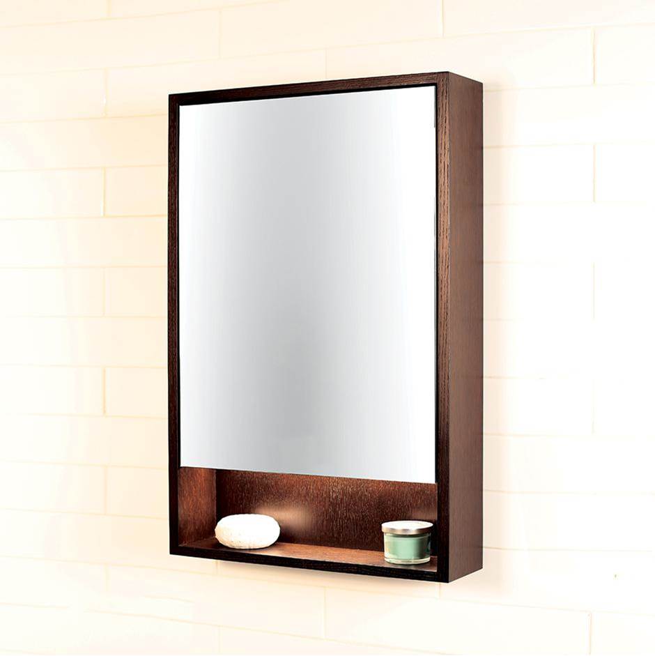 Lacava - Surface-mount medicine cabinet with mirrored door, two adjustable glass shelves and LED lights in cubby. W: 23'', D: 5'', H: 34''. - Gloss Ardesia