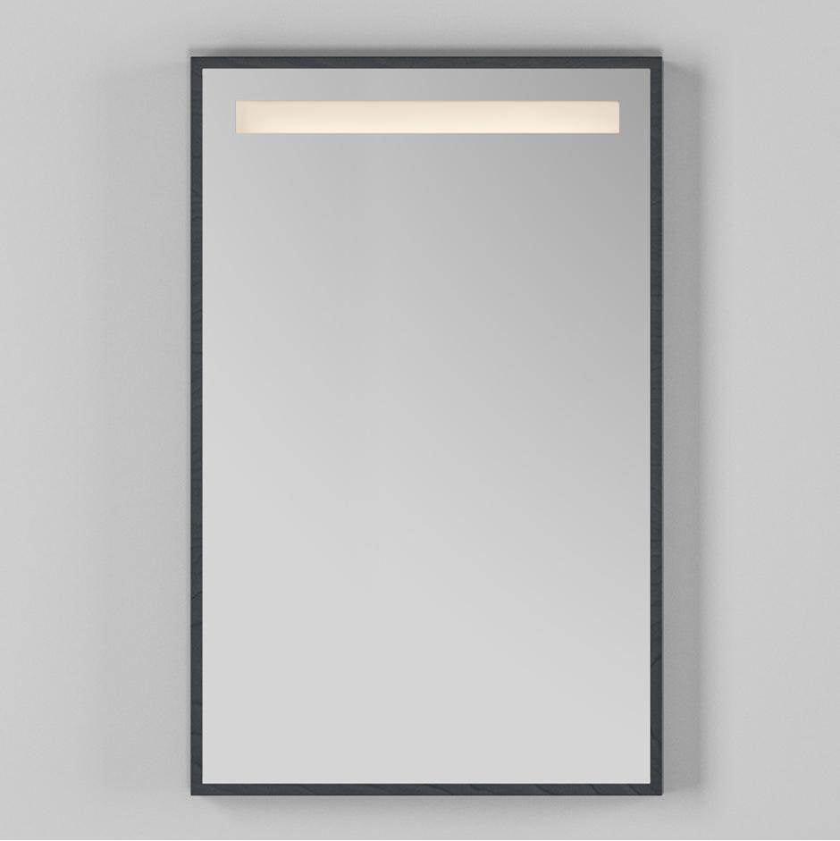 Lacava - Wall-mount mirror in wooden or metal frame with LED light behind sand blasted frosted section on top. W:23'', H:34'', D: 2''. - Matte White