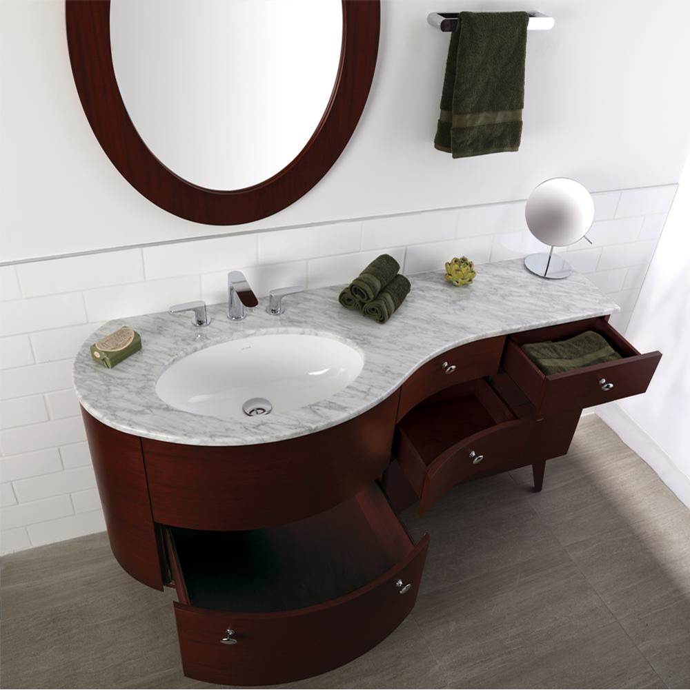 Lacava - Countertop for vanity FLO-F-60L, with a cut-out for Bathroom Sink 33LA, 60 1/2''W, 21 3/4''D, 1 1/4''H. - Obsidian