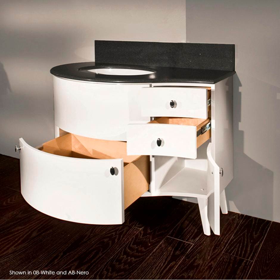 Lacava - Free-standing wood base with three drawers and one door, washbasin on the left, 42''W, 21 1/2''D, 31 1/2''H - Matte Olive Green