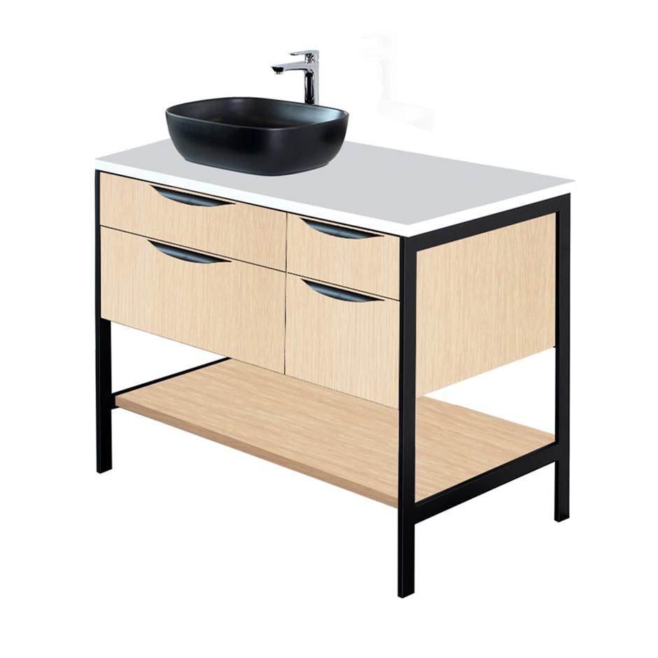 Lacava - Countertop in white solid surface, stone or quartz, for vanity NAV-VS-36L, W: 36'', D: 22'', H: 1''. - Obsidian