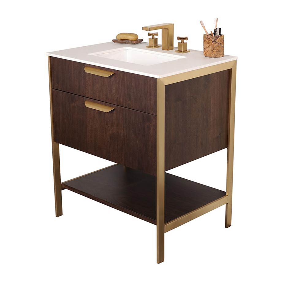 Lacava - Cabinet of free standing under-counter vanity with one wide drawers, bottom wood shelf and metal frame (pulls included). - Gloss Ardesia