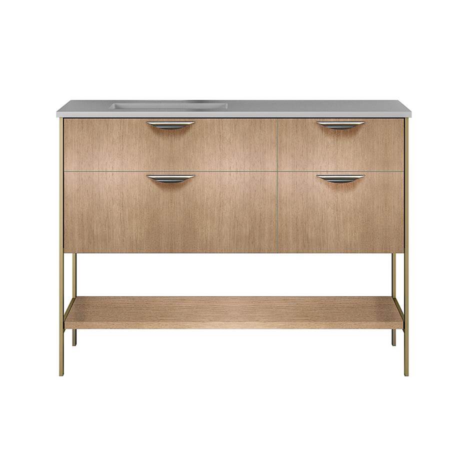Lacava - Cabinet of free standing under-counter vanity with three drawers, bottom wood shelf and metal frame (pulls included). - Gloss Ardesia